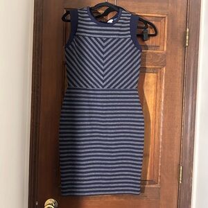 Merona Navy and Gray Striped Midi Dress